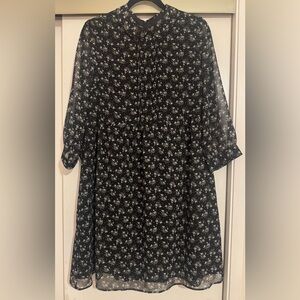 Uniqlo Black Floral Babydoll Tunic Dress